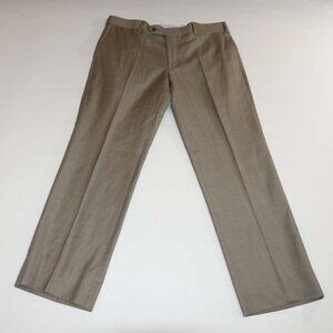 Copley Men's Dress Pants 38 x 30 Tan Brown Flat Front 100% Wool Slacks Lined